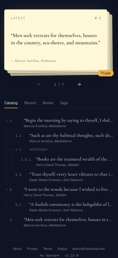 Noxtheca, a screen of the product